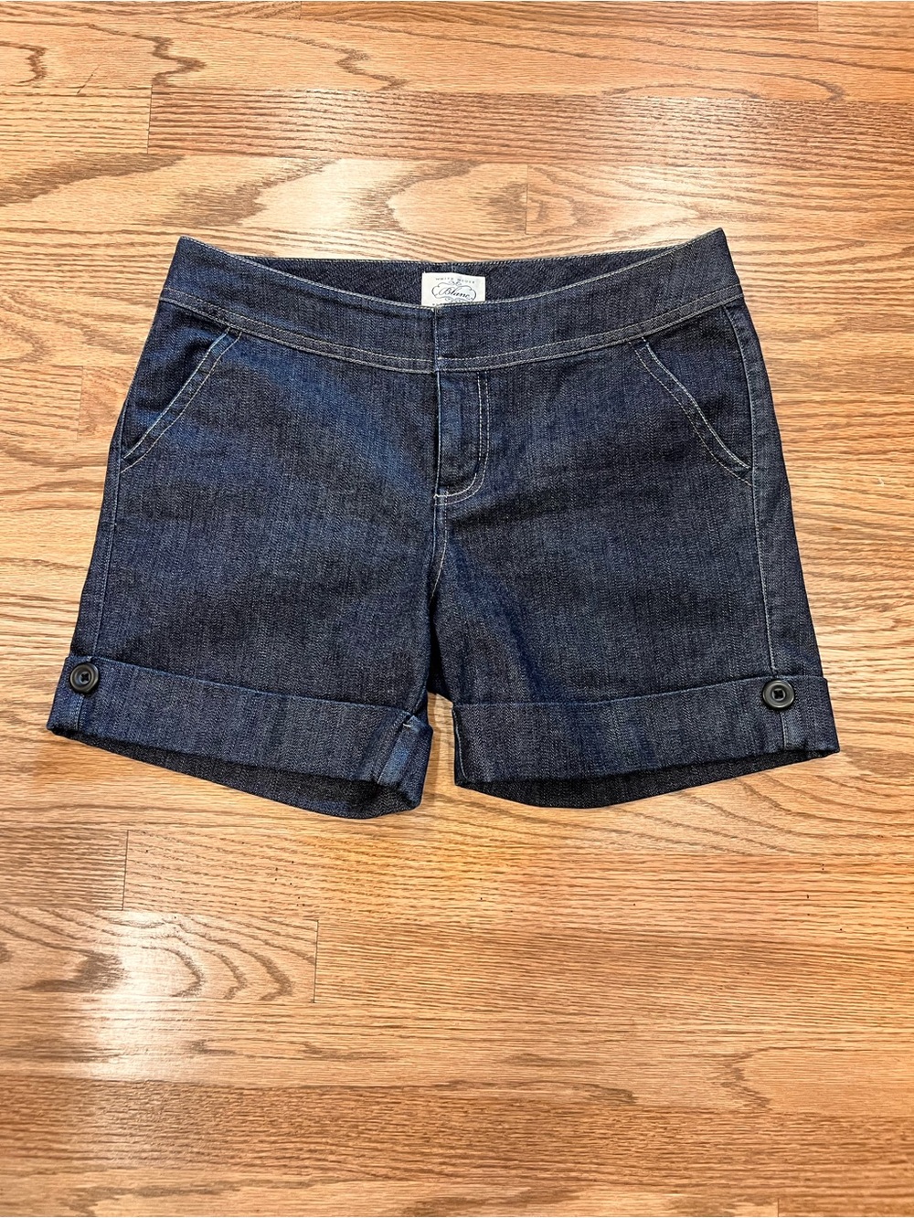 White House Black Market "Blanc" dark wash denim cuffed trouser shorts -Size 10